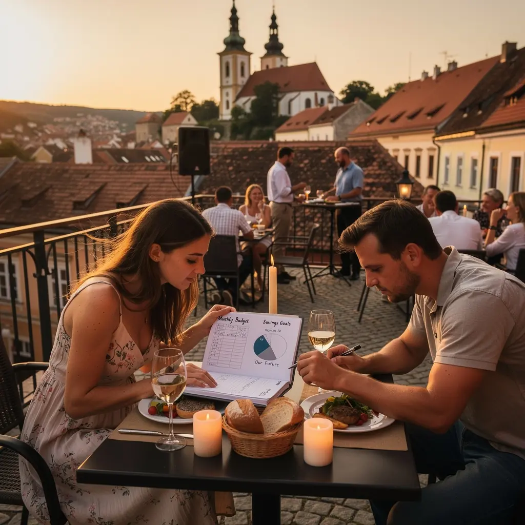 Pénzügyi tanácsadó, aki egy ügyféllel költségvetést készít.